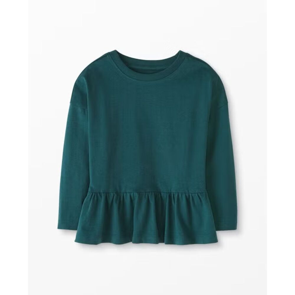 Hanna Andersson Long Sleeve Peplum Top Juniper Green US 12 (150 cm)